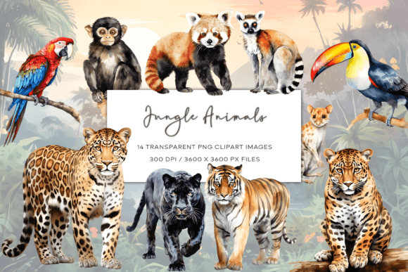 Download Jungle Watercolor Animals Clipart - Jungle Collection