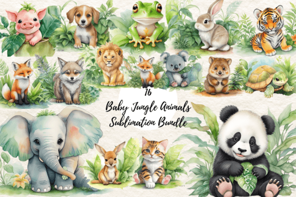 Download Baby Jungle Animals Sublimation ClipArt - Jungle Collection