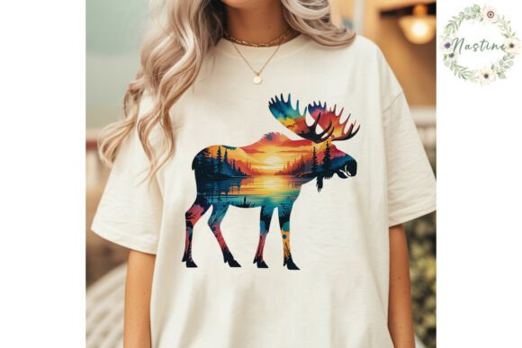 Download Moose Sunset Lake Forest Sublimation PNG - Moose Collection