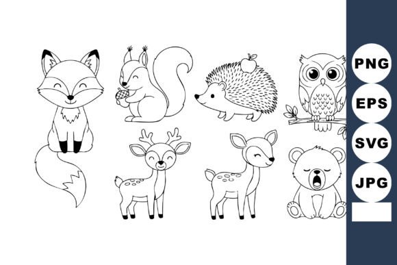 Download Cute Forest Animals Line Art Set Includi - Cute forest animals Collection