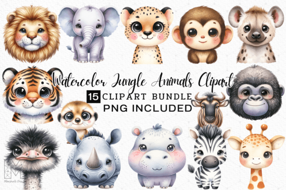 Download Watercolor Jungle Animals Clipart - Jungle Collection