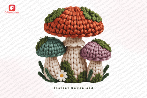 Download Cozy Cottagecore Crochet Mushroom PNG - Mushroom Collection