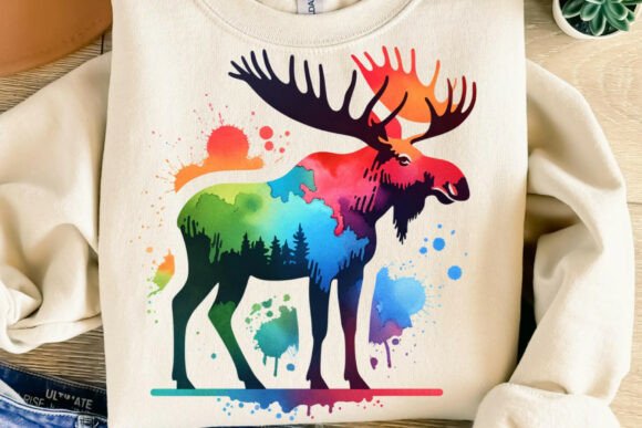 Download Colorful Moose Forest Animal Png - Moose Collection