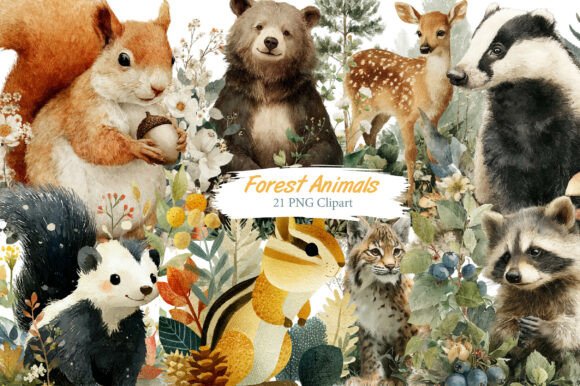 Download Watercolor Forest Animals Clipart - Forest animals clipart Collection