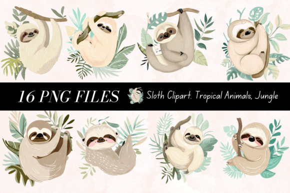 Download Sloth Clipart Tropical Animals Jungle - Jungle Collection