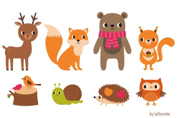 Download Cute Forest Animals Set, 8 PNG Images - Cute forest animals Collection