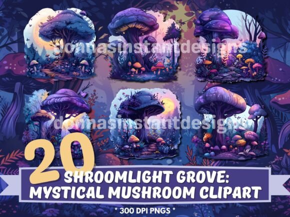 Download 20x Cartoon Enchanted Mushroom Clipart - Mushroom Collection