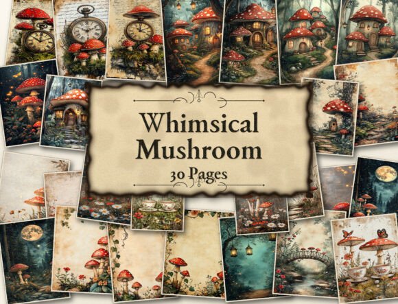 Download Whimsical Mushroom Digital Paper - Mushroom Collection