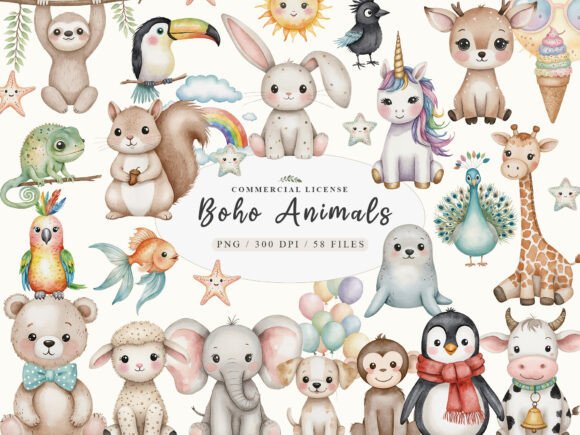 Download Cute Boho Woodland and Jungle Animals - Jungle Collection
