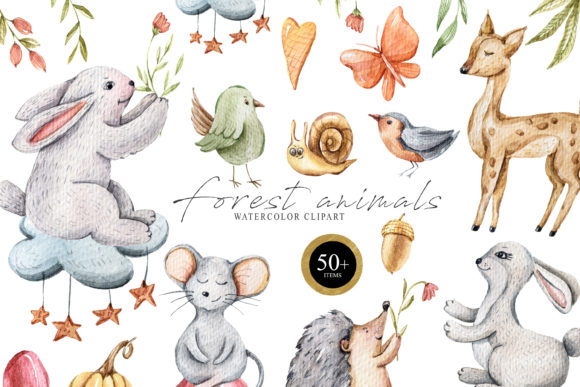 Download Watercolor Cute Forest Animals Clipart- - Cute forest animals Collection