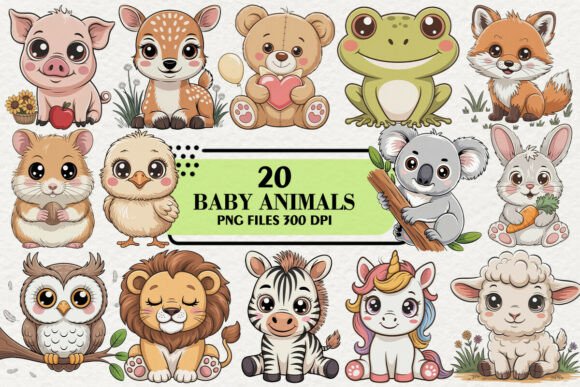 Download Kawaii Baby Animals Clipart Bundle - Baby animals clipart Collection