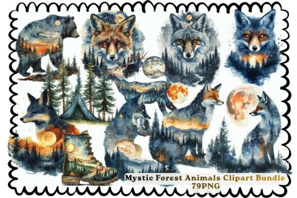 Download Mystic Forest Animals Clipart Bundle PNG - Forest animals clipart Collection