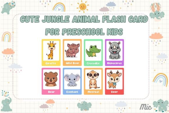 Download Cute Jungle Wild Animal Flashcards - Jungle Collection
