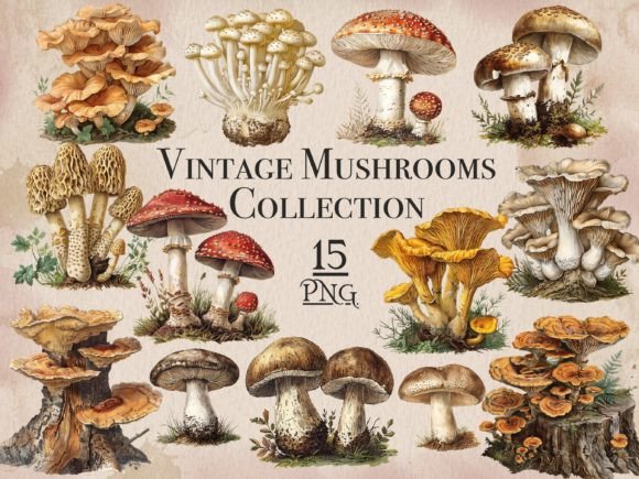 Download Vintage Mushroom Png Bundle - Mushroom Collection