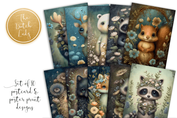 Download Cute Forest Animals Postcard Print Set 1 - Cute forest animals Collection